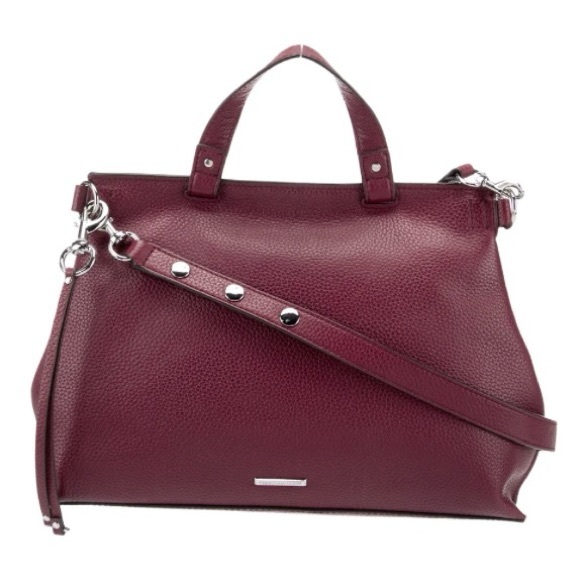 Rebecca Minkoff Keith Satchel Suede Leather Burgundy Bag - Picture 2 of 10